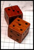 Dice : Dice - 6D Pipped - Wood Dice Bubinga - JA Collection Mar 2024